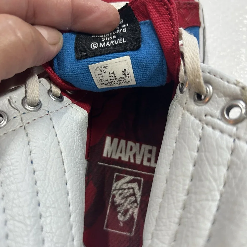 Vans x Marvel Spider-Man Sk8-Hi Zip High Top Sneakers - Kids Size 2.0 (Red/Blue)